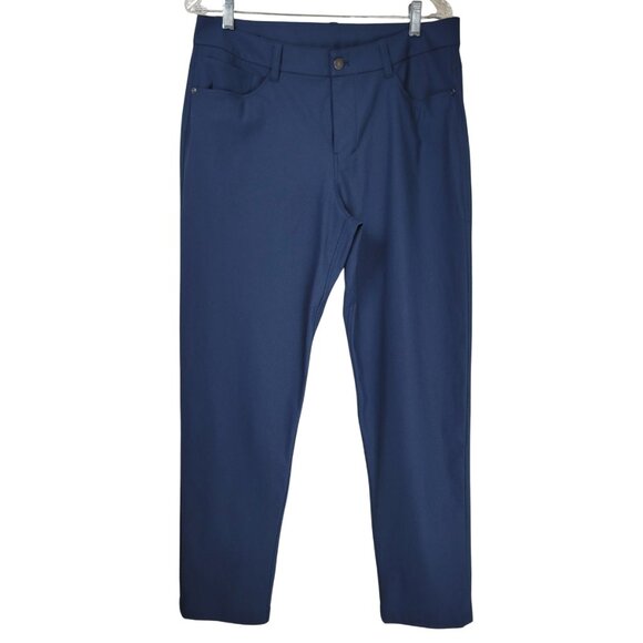 Lululemon ABC Classic Fit 5 Pant Men's Sz 32 Navy 5 Pocket Warpstreme - Picture 3 of 10